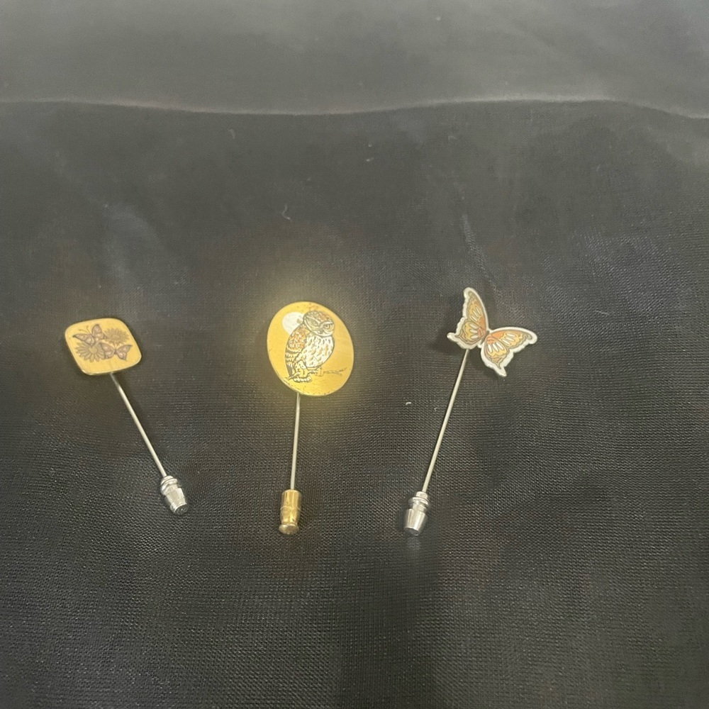 Vintage Sterling & Enamel Stick Pins Pre-owned